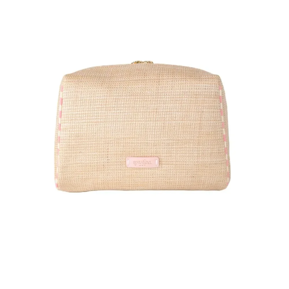 Spartina 449 Boho Large Faux Straw Cosmetic Pouch – Palm Tree – NWT